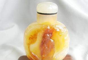 古樸雅致 瑪瑙巧雕 罕見高仕圖 老鼻煙壺